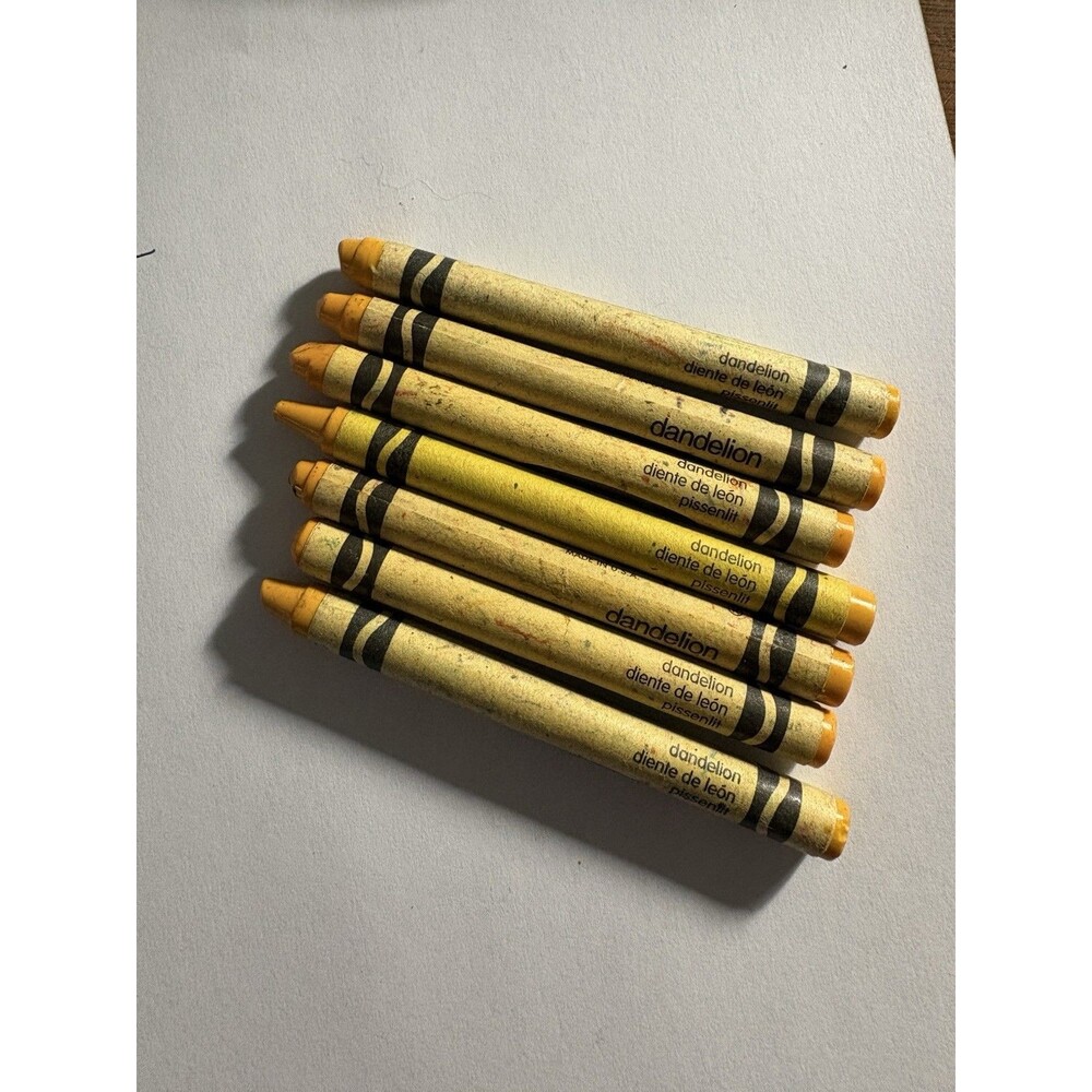 Crayola Dandelion Crayons Lot Of 7 Retired Yellow None Broken